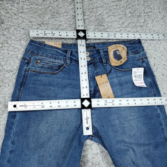 CROPPED Curve Appeal High Rise Wide Leg Stretch Blue Jeans Size 10 30 - Picture 7 of 8